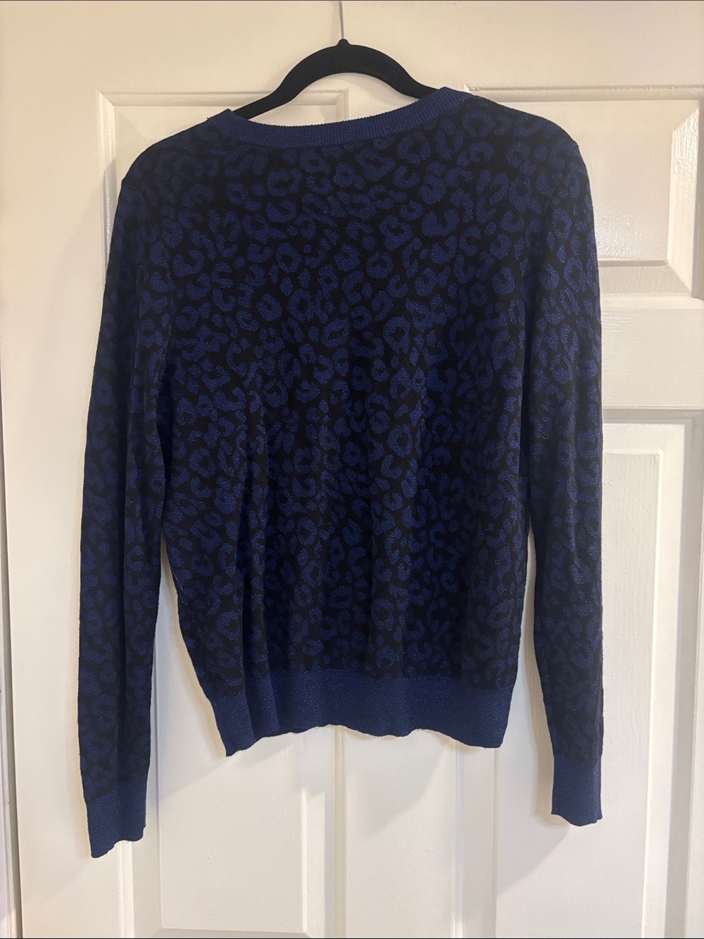 Banana Republic Navy and Black Leopard-Print Crewneck Sweater - Picture 2 of 2